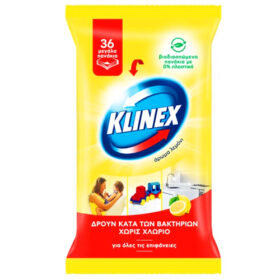 Klinex Υγρά Πανάκια Καθαρισμού Λεμόνι 36τμχ (Χωρίς Χλώριο)