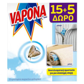 Vapona Σκοροκτόνα Χαρτί 15+5 Φύλλα Δώρο