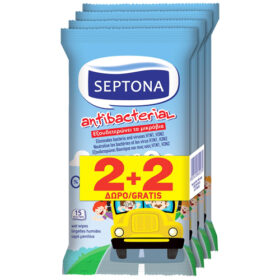 SEPTONA ΥΓΡΑ ΜΑΝΤΗΛΑΚΙΑ (15τεμ.) - (KIDS) (2+2 ΔΩΡΟ)