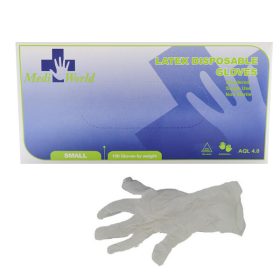 Medi World Γάντια Latex Με Πούδρα Μιας Χρήσης 100τμχ.